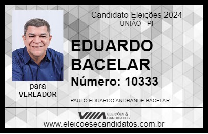 Candidato EDUARDO BACELAR 2024 - UNIÃO - Eleições