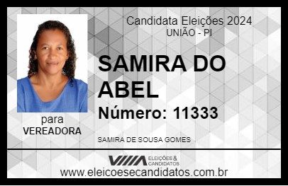 Candidato SAMIRA DO ABEL 2024 - UNIÃO - Eleições