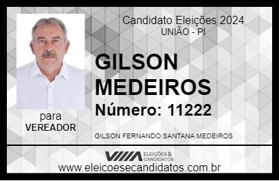 Candidato GILSON MEDEIROS 2024 - UNIÃO - Eleições