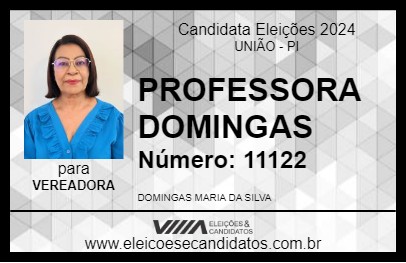 Candidato PROFESSORA DOMINGAS 2024 - UNIÃO - Eleições