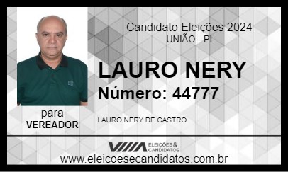 Candidato LAURO NERY 2024 - UNIÃO - Eleições