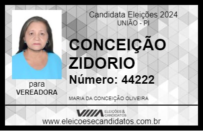 Candidato CONCEIÇÃO ZIDORIO 2024 - UNIÃO - Eleições