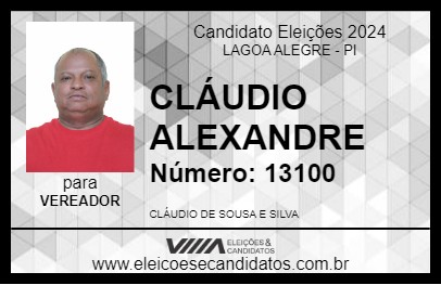 Candidato CLÁUDIO ALEXANDRE 2024 - LAGOA ALEGRE - Eleições