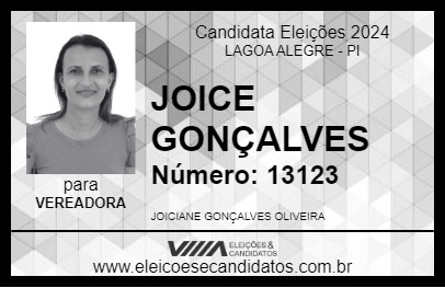 Candidato JOICE GONÇALVES 2024 - LAGOA ALEGRE - Eleições