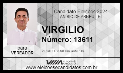 Candidato VIRGILIO 2024 - ANÍSIO DE ABREU - Eleições