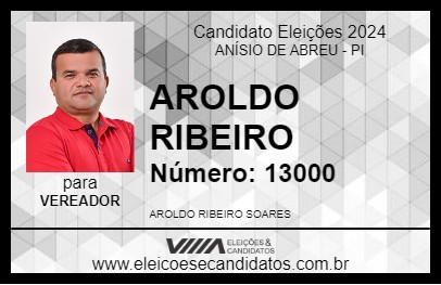 Candidato AROLDO RIBEIRO 2024 - ANÍSIO DE ABREU - Eleições