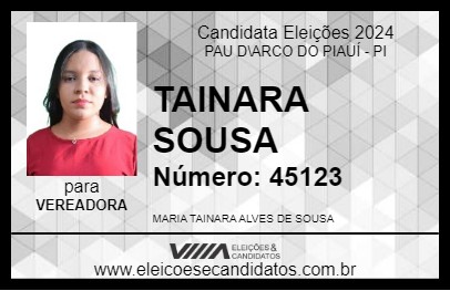 Candidato TAINARA SOUSA 2024 - PAU D\ARCO DO PIAUÍ - Eleições