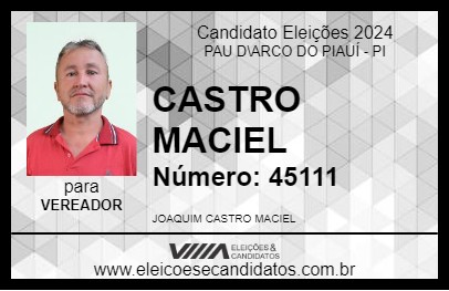 Candidato CASTRO MACIEL 2024 - PAU D\ARCO DO PIAUÍ - Eleições