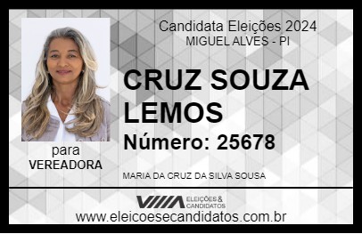 Candidato CRUZ SOUZA LEMOS 2024 - MIGUEL ALVES - Eleições