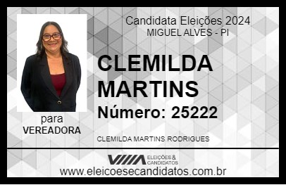 Candidato CLEMILDA MARTINS 2024 - MIGUEL ALVES - Eleições