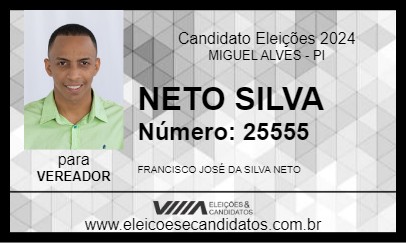 Candidato NETO SILVA 2024 - MIGUEL ALVES - Eleições