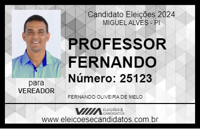 Candidato PROFESSOR FERNANDO 2024 - MIGUEL ALVES - Eleições