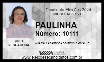 Candidato PAULINHA 2024 - MIGUEL ALVES - Eleições