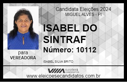 Candidato ISABEL DO SINTRAF 2024 - MIGUEL ALVES - Eleições