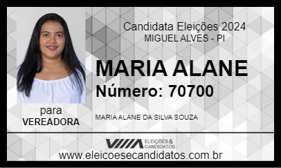 Candidato MARIA ALANE 2024 - MIGUEL ALVES - Eleições