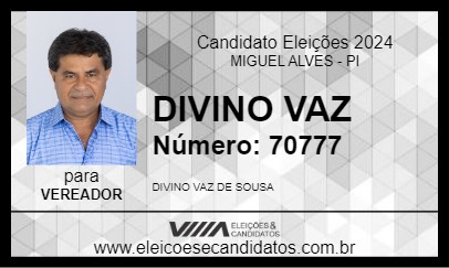 Candidato DIVINO VAZ 2024 - MIGUEL ALVES - Eleições