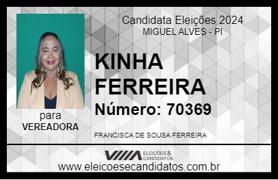 Candidato KINHA FERREIRA 2024 - MIGUEL ALVES - Eleições