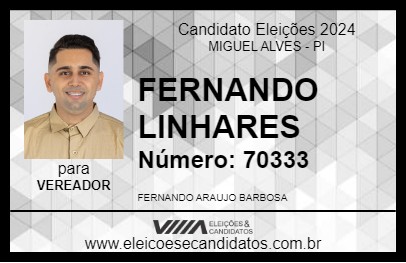 Candidato FERNANDO LINHARES 2024 - MIGUEL ALVES - Eleições