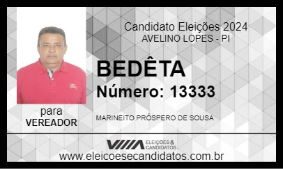 Candidato BEDÊTA 2024 - AVELINO LOPES - Eleições