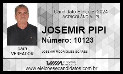 Candidato JOSEMIR PIPI 2024 - AGRICOLÂNDIA - Eleições