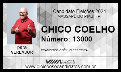 Candidato CHICO COELHO 2024 - MASSAPÊ DO PIAUÍ - Eleições