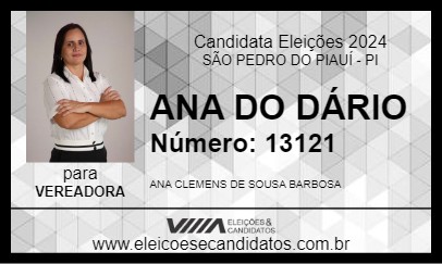 Candidato ANA DO DÁRIO 2024 - SÃO PEDRO DO PIAUÍ - Eleições