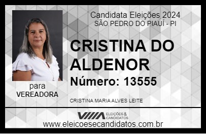 Candidato CRISTINA DO ALDENOR 2024 - SÃO PEDRO DO PIAUÍ - Eleições