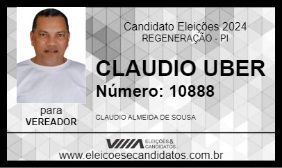 Candidato CLAUDIO UBER 2024 - REGENERAÇÃO - Eleições