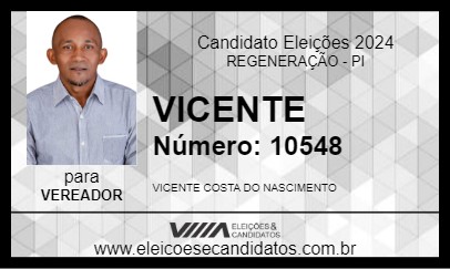 Candidato VICENTE 2024 - REGENERAÇÃO - Eleições