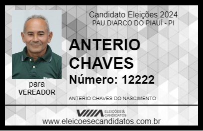 Candidato ANTERIO CHAVES 2024 - PAU D\ARCO DO PIAUÍ - Eleições