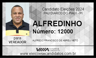 Candidato ALFREDINHO 2024 - PAU D\ARCO DO PIAUÍ - Eleições