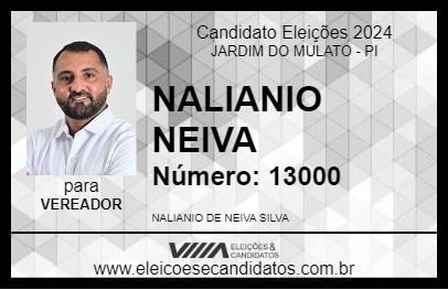 Candidato NALIANIO NEIVA 2024 - JARDIM DO MULATO - Eleições