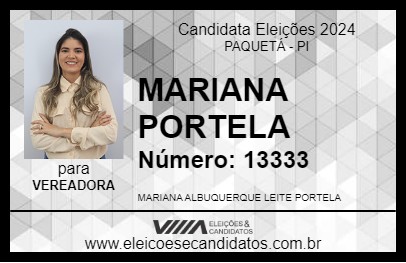 Candidato MARIANA PORTELA 2024 - PAQUETÁ - Eleições