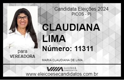 Candidato CLAUDIANA LIMA 2024 - PICOS - Eleições