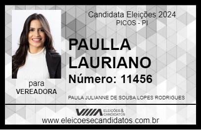 Candidato PAULLA LAURIANO 2024 - PICOS - Eleições