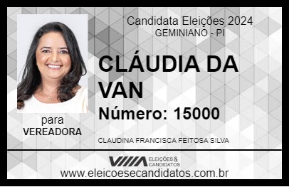 Candidato CLÁUDIA DA VAN 2024 - GEMINIANO - Eleições