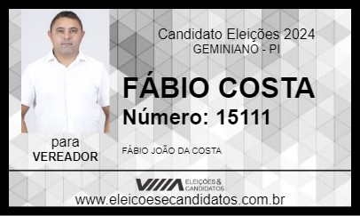 Candidato FÁBIO COSTA 2024 - GEMINIANO - Eleições