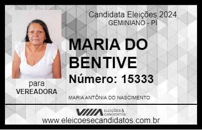 Candidato MARIA DO BENTIVE 2024 - GEMINIANO - Eleições