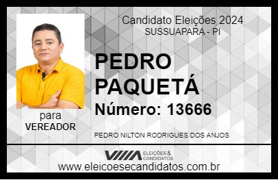 Candidato PEDRO PAQUETÁ 2024 - SUSSUAPARA - Eleições