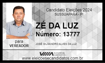 Candidato ZÉ DA LUZ 2024 - SUSSUAPARA - Eleições