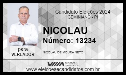 Candidato NICOLAU 2024 - GEMINIANO - Eleições