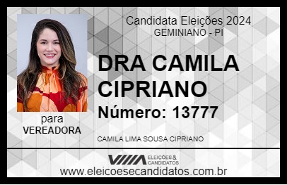 Candidato DRA CAMILA CIPRIANO 2024 - GEMINIANO - Eleições