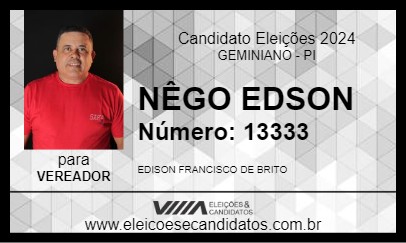 Candidato NÊGO EDSON 2024 - GEMINIANO - Eleições