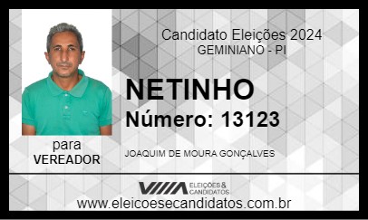 Candidato NETINHO 2024 - GEMINIANO - Eleições