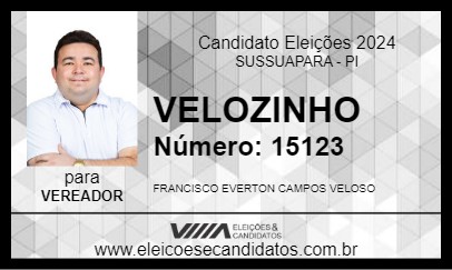 Candidato VELOZINHO 2024 - SUSSUAPARA - Eleições