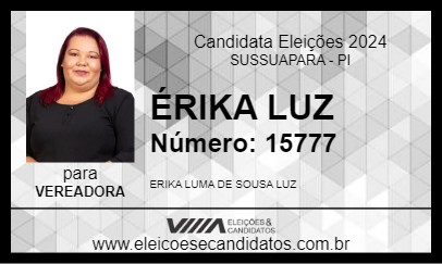 Candidato ÉRIKA LUZ 2024 - SUSSUAPARA - Eleições