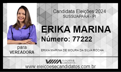 Candidato ERIKA MARINA 2024 - SUSSUAPARA - Eleições