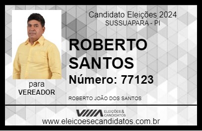 Candidato ROBERTO SANTOS 2024 - SUSSUAPARA - Eleições