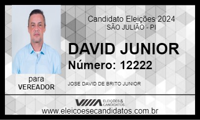 Candidato DAVID JUNIOR 2024 - SÃO JULIÃO - Eleições