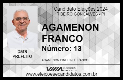 Candidato AGAMENON FRANCO 2024 - RIBEIRO GONÇALVES - Eleições